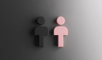 Two 3D figures, black and pink, symbolize partnership.