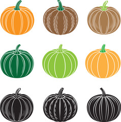 Pumpkin vector silhouette illutration design set