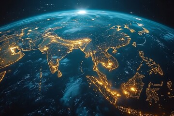 Fototapeta premium Earth's Night Lights over Asia