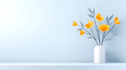 the minimalist style,flower shop, close up, yellow and white and purple, Henry Matisse’s colors, Henry Matisse’s lithograph, Isometric Anime style