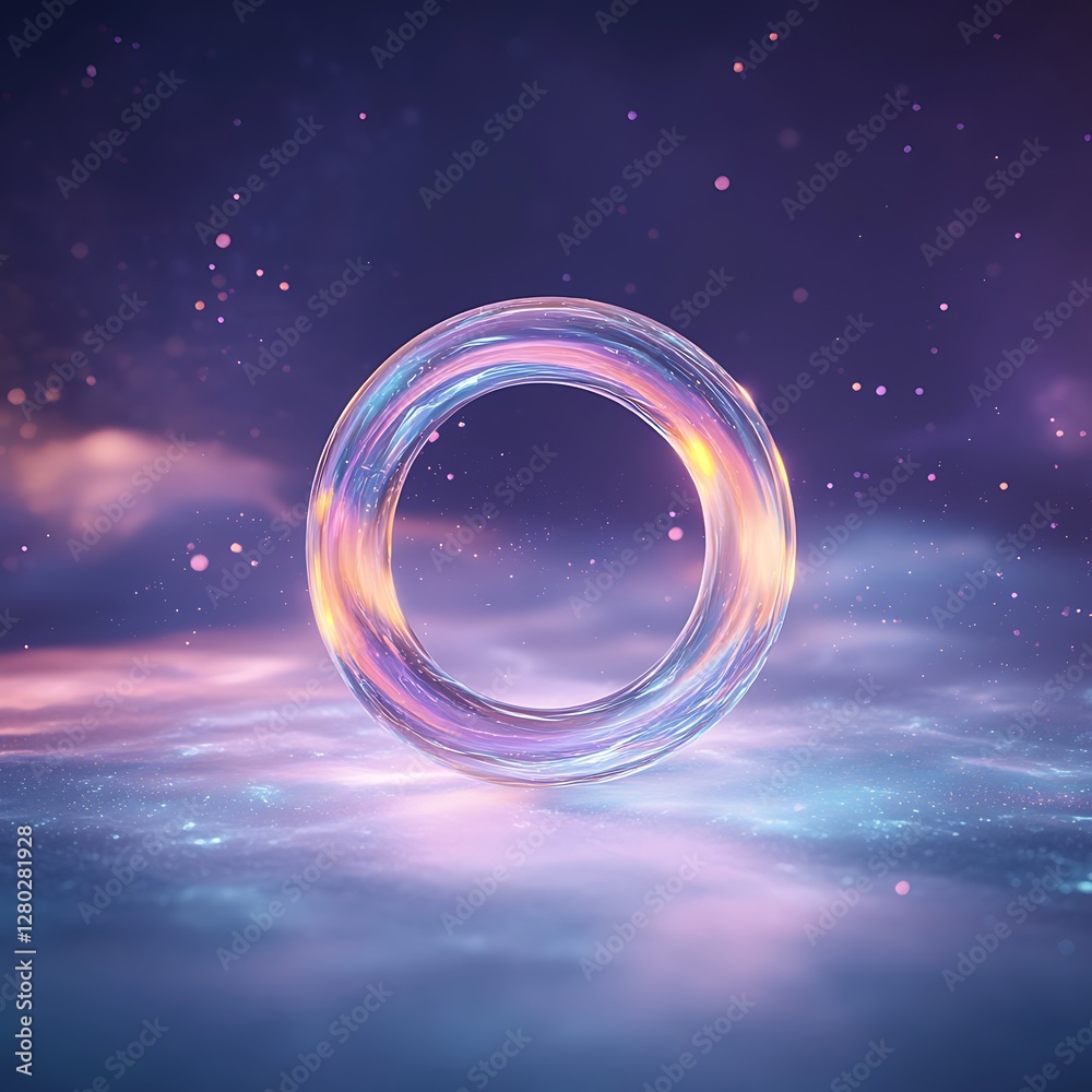 Aufkleber a detailed 3d rendering of a glass-like torus with reflective surfaces, showcasing intricate design 