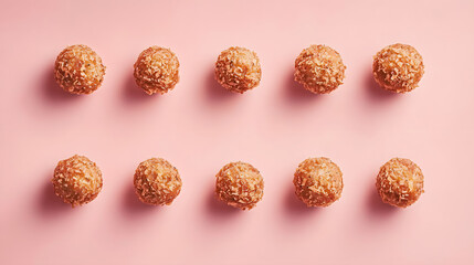 Trendy Dutch Bitterballen Arranged Neatly on a Pink Background for Instagram Ready Shot