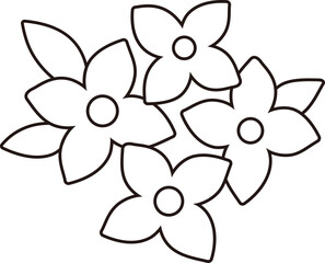 Wildflower cluster outline.
Spring cute flowers linear.
Simple flowers coloring page Isolated .
Transparent background.