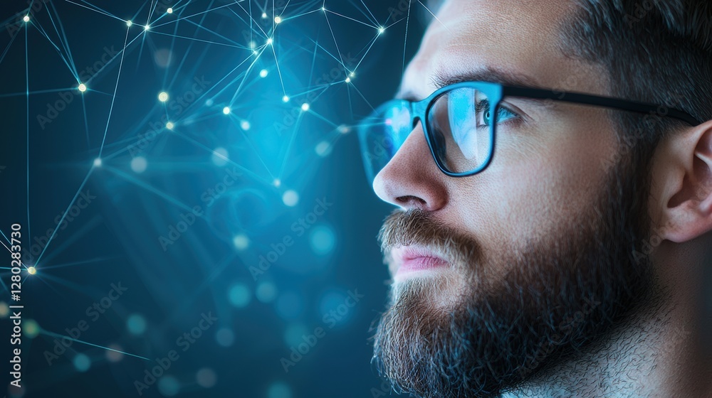 Poster a focused cybersecurity analyst monitoring network traffic graphs and security alerts on multiple sc
