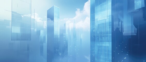 Futuristic City Skyline with Glass Buildings