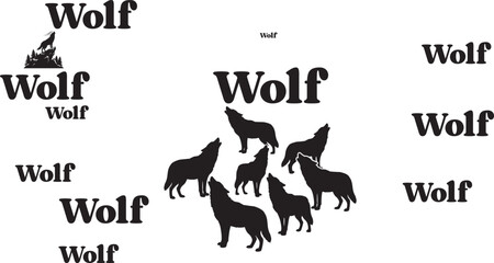 Naklejka premium Black color Wolf Silhouette