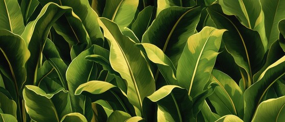 Obraz premium Lush green leaves densely packed together, showcasing vibrant textures and variations in shade, creating a rich, natural backdrop.