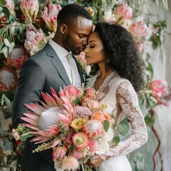 African wedding celebration with protea flowers nature's beauty elegant venue intimate setting romantic concept
