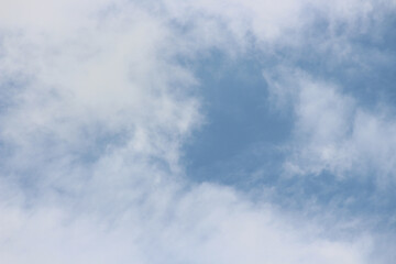 Celestial Canvas: A serene image of the sky, painted with delicate clouds in a dance of light and shadow, evoking a sense of peace and open space.
