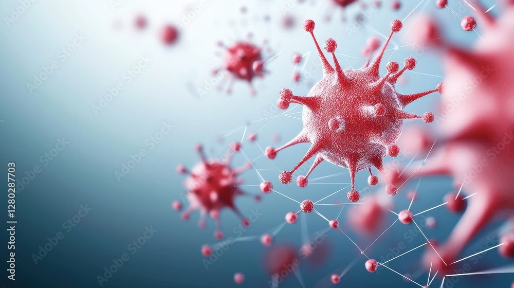 Poster a network diagram illustrating the spread of a virus through a population, with nodes representing i