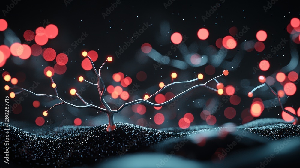 Poster an abstract representation of a neural network, with interconnected nodes and synapses, symbolizing 