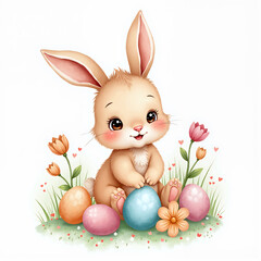 easter bunny with eggs