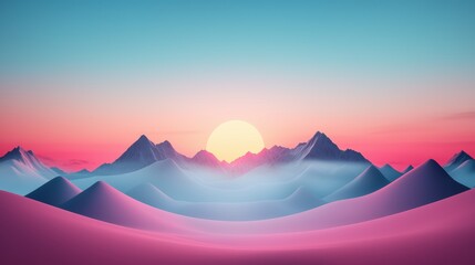 A majestic sunset over a mountain range, casting long shadows and bathing the peaks in a warm, golden light as the sky transforms into a kaleidoscope of colors.