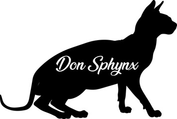 Don Sphynx. cat silhouette, cat, cat breeds, logo, vector, silhouette,  animal, illustration, icon, sign, design, black, symbol, pet, love
