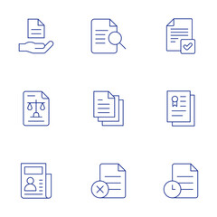 Document icons set. Thin Line style, editable stroke. preview, file, document, official documents, information, legal, profile
