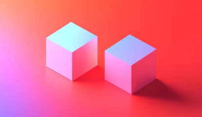 Two pastel pink cubes on red background.