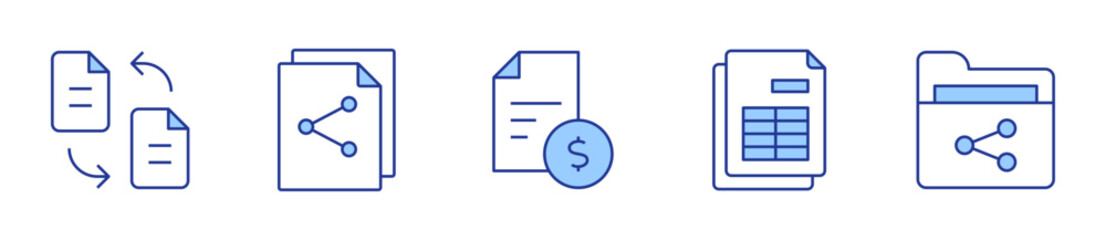 transfer, share, investment, spreadsheet, folder. Document Icon vector illustration. Line Duotone style. Editable stroke