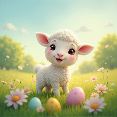 Easter eggs with lamb