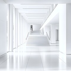 Obraz premium Modern Minimalist Interior Design of a Bright White Staircase