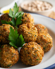 Delicious chickpea falafel balls with a traditional vegan Arabic recipe.