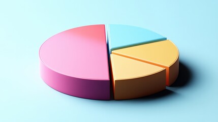 Fototapeta premium Colorful pie chart on a light blue background illustrating data segmentation and analysis