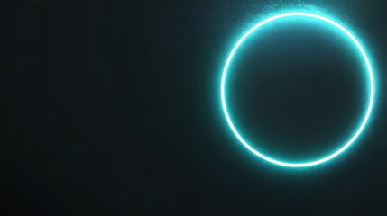 Fototapeta premium Glowing Cyan Circle on Dark Background