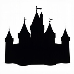 Obraz premium Majestic silhouette of medieval fortress against white background, symbolism