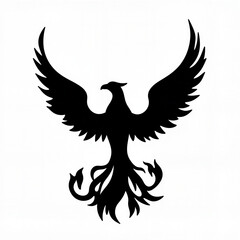 Obraz premium Silhouette of a phoenix rising from flames, mythical rebirth