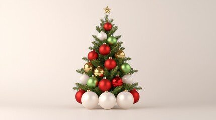 Fototapeta premium Christmas tree decoration festive season digital art indoor setting front view holiday spirit