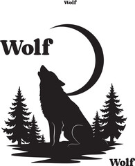 Naklejka premium Black color Wolf Silhouette 