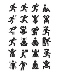 Minimalist Pictogram Icons &ndash; Black Stick Figure Symbols for Motion & Expression