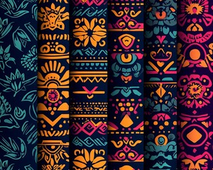 Colorful tribal textile patterns