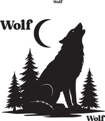 Naklejka premium Black color Wolf Silhouette 