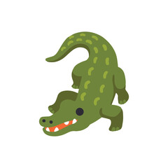 Obraz premium Cartoon crocodile isolated on white background. Alligator vector illustration. 