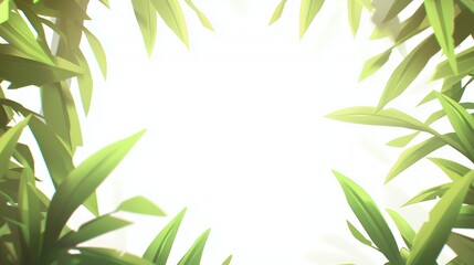 Obraz premium Bright Green Tropical Leaves Frame Sunlight Background