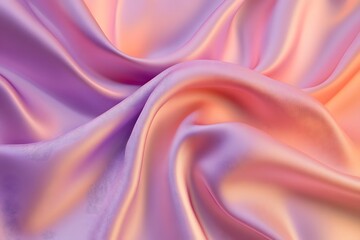 Fototapeta premium Shimmering Pastel Satin Fabric with Delicate Heart Patterns and Smooth Waves