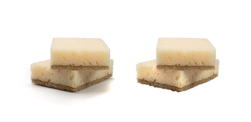 Natural Sponge Isolated, Eco Brown Sponges, Eco Friendly Hygiene Accessory, Scotch Brite Dishwasher
