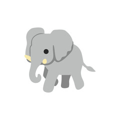 Cute baby elephant on white background. Elephant cartoon clipart. Vector illustration. 