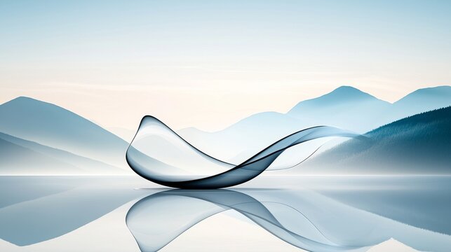 Flowing elegance abstract serenity on calm lake minimalist landscape peaceful view