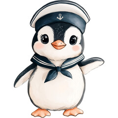 Sailor penguin watercolor cute illustration