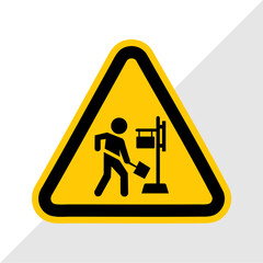 Vector Illustration of Road Construction Warning Signs Set &ndash; Under Construction, Road Work Ahead, Man Digging Ground, Work in Progress, Caution and Hazard Signs for Traffic Safety