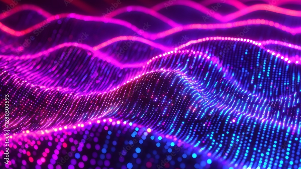 Sticker digital waves minimalist abstract neon light pattern background