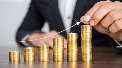 Financial Growth and Investment: Stacking Gold Coins for Wealth Success