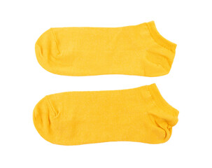 New Yellow Socks Isolated, Cotton Sportswear, Folded Classic Unisex Cotton Socks, Bright Orange Hosiery