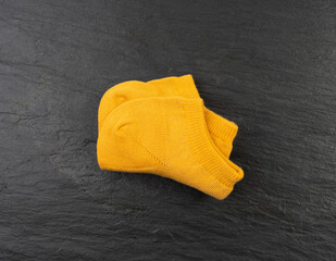 New Yellow Socks, Cotton Sportswear, Folded Classic Unisex Cotton Socks, Bright Orange Casual Hosiery