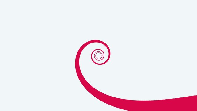 Dynamic red shape spiral overlay animation on white background
