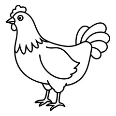 Modern Rooster Line Art