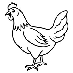 Modern Rooster Line Art