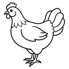 Modern Rooster Line Art