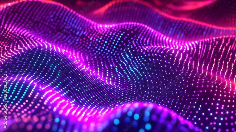 Wall mural glitch current digital technology minimalist abstract neon light pattern background